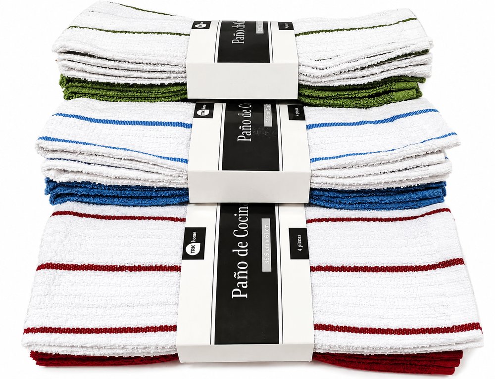 4-piece striped bar mop pack in red, blue and green