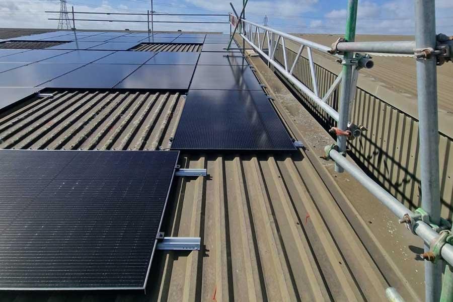 Solar panel installation on HRW factory roof